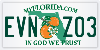 FL license plate EVNZ03