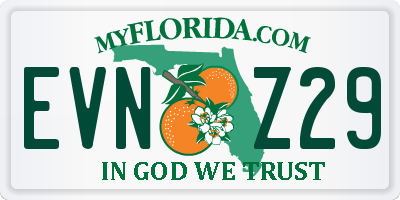 FL license plate EVNZ29