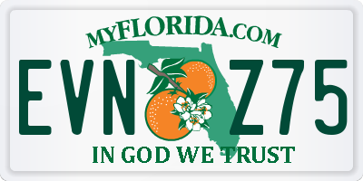 FL license plate EVNZ75