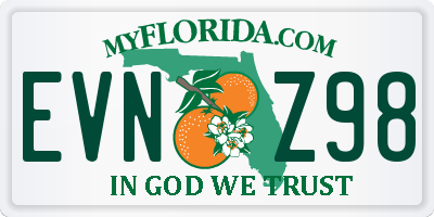 FL license plate EVNZ98