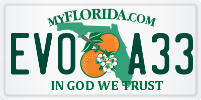 FL license plate EVOA33