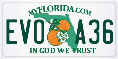 FL license plate EVOA36
