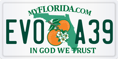 FL license plate EVOA39