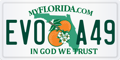 FL license plate EVOA49