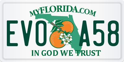 FL license plate EVOA58