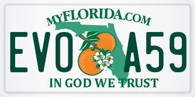 FL license plate EVOA59