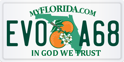 FL license plate EVOA68