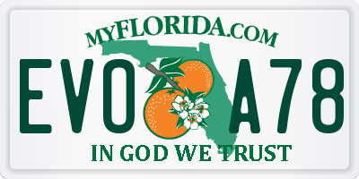 FL license plate EVOA78