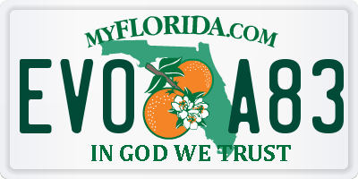 FL license plate EVOA83