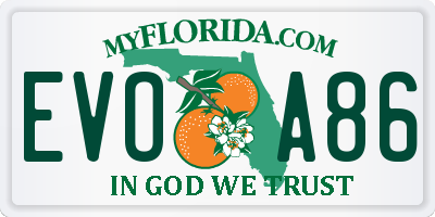 FL license plate EVOA86