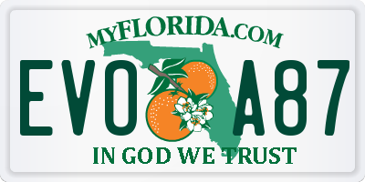 FL license plate EVOA87