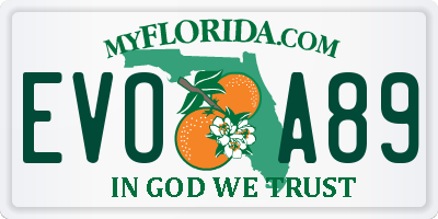 FL license plate EVOA89