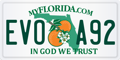 FL license plate EVOA92