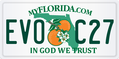 FL license plate EVOC27