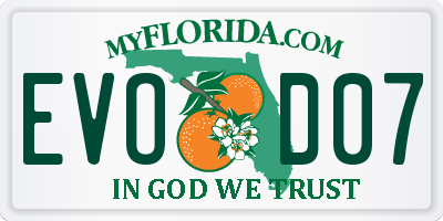 FL license plate EVOD07