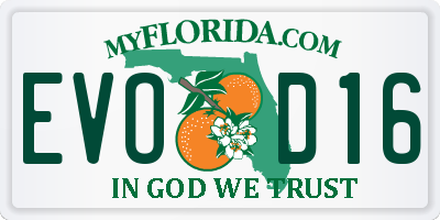 FL license plate EVOD16