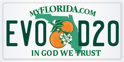 FL license plate EVOD20
