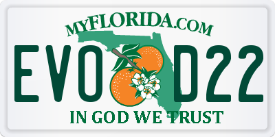 FL license plate EVOD22