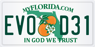 FL license plate EVOD31