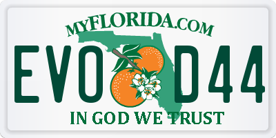 FL license plate EVOD44