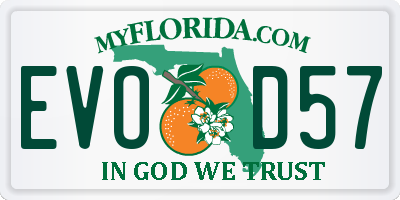 FL license plate EVOD57