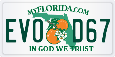 FL license plate EVOD67