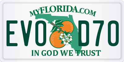FL license plate EVOD70