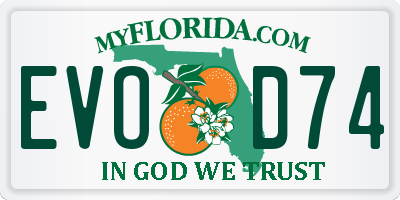 FL license plate EVOD74