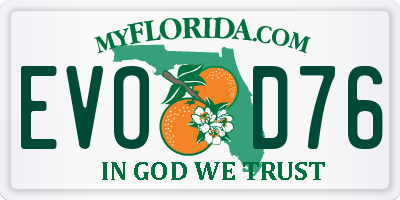 FL license plate EVOD76