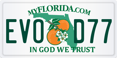 FL license plate EVOD77