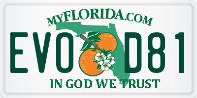 FL license plate EVOD81