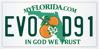 FL license plate EVOD91