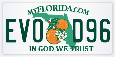 FL license plate EVOD96