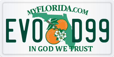 FL license plate EVOD99