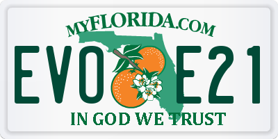 FL license plate EVOE21