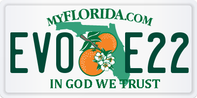 FL license plate EVOE22
