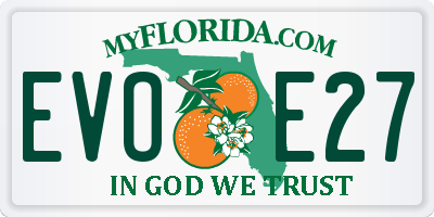 FL license plate EVOE27