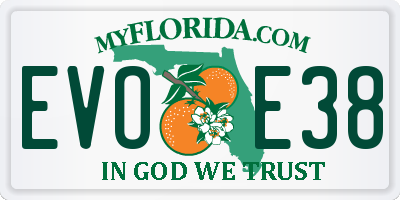 FL license plate EVOE38