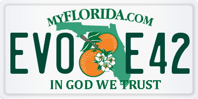 FL license plate EVOE42