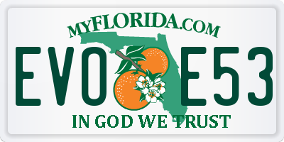 FL license plate EVOE53