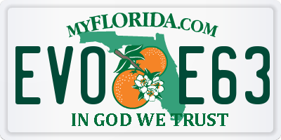 FL license plate EVOE63