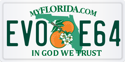 FL license plate EVOE64