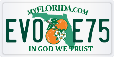 FL license plate EVOE75