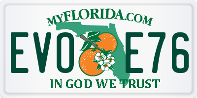FL license plate EVOE76