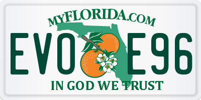 FL license plate EVOE96