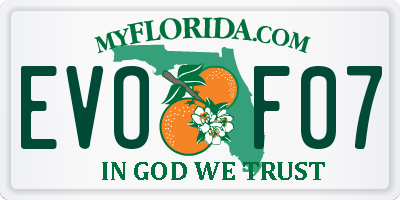 FL license plate EVOF07