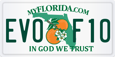 FL license plate EVOF10