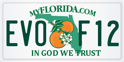 FL license plate EVOF12