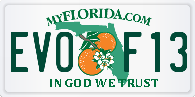 FL license plate EVOF13