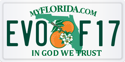 FL license plate EVOF17